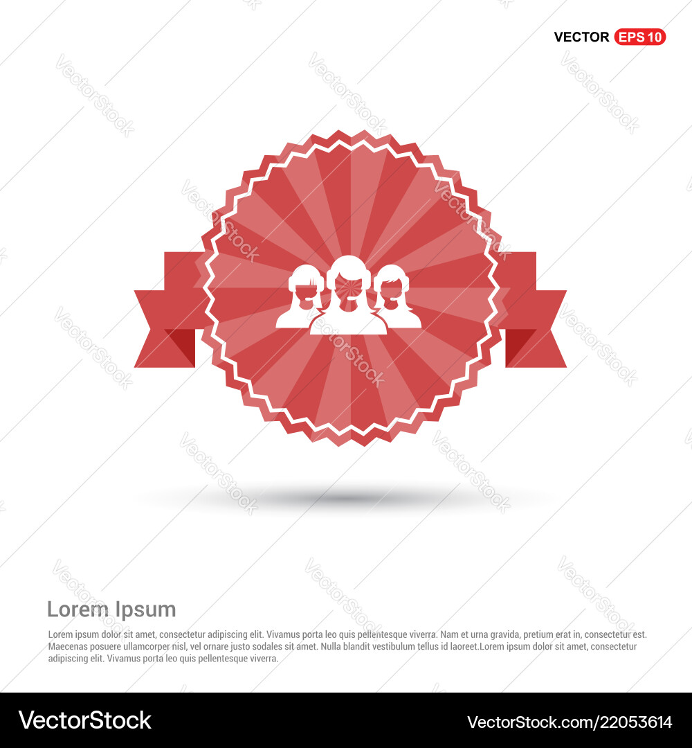 User group icon - red ribbon banner Vector Image