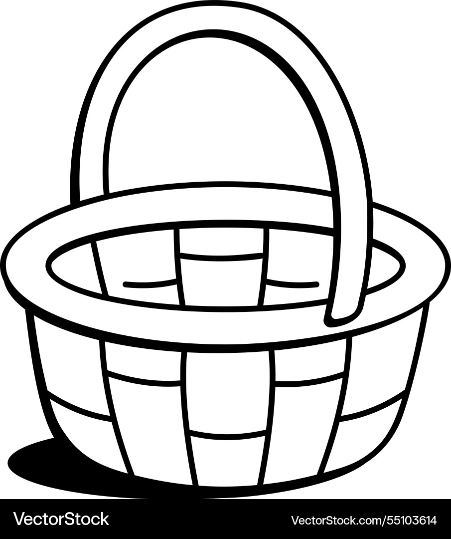 Wicker basket icon in hand drawn style vector image