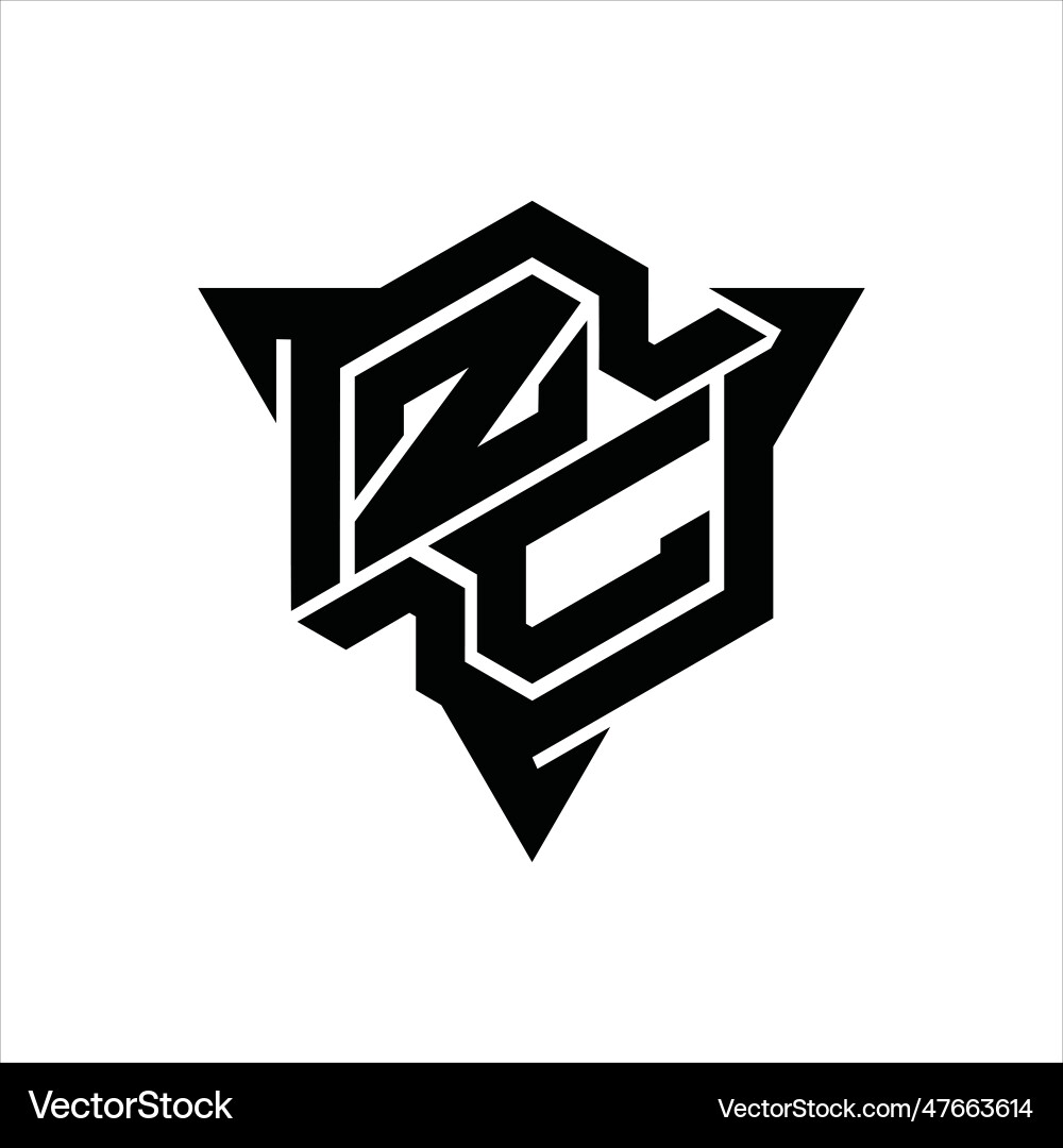 Zc logo monogram hexagon shape with triangle Zc logo monogram hexagon shape with triangle Vector Image