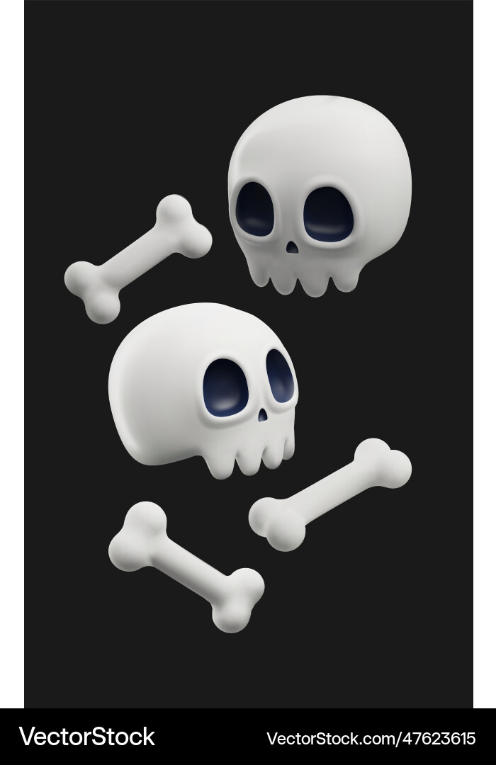 3d skull and bones floating Vector Image