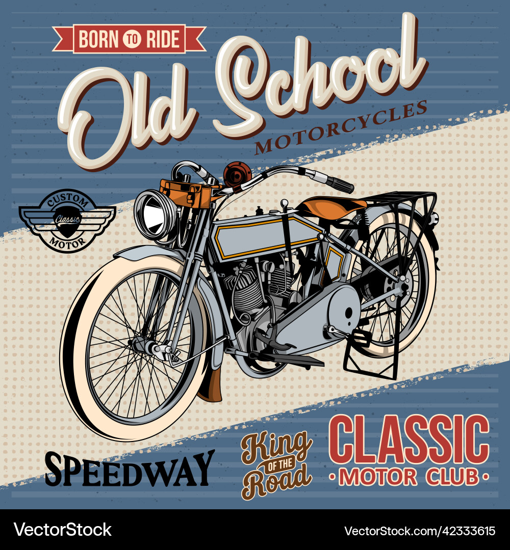 Alte Schule Motorrad Vintage Custom Bike Alte Schule Motorrad Vintage Custom Bike vektorbild