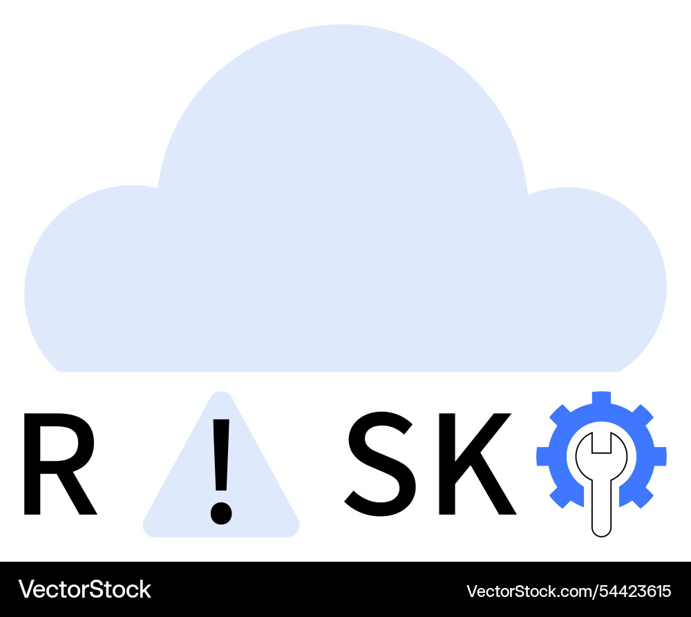 Cloud computing risk management with warning vector image