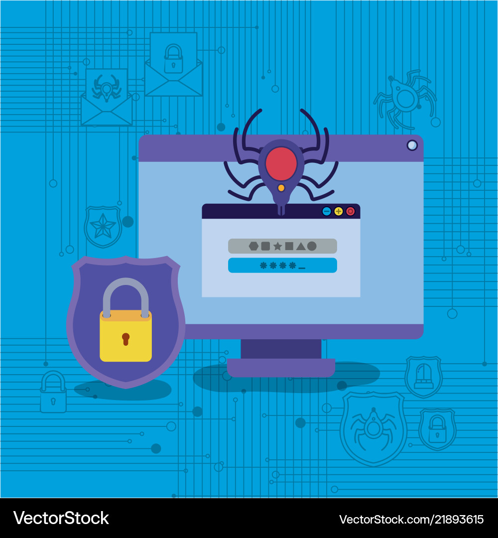Cyber security with computer vector image