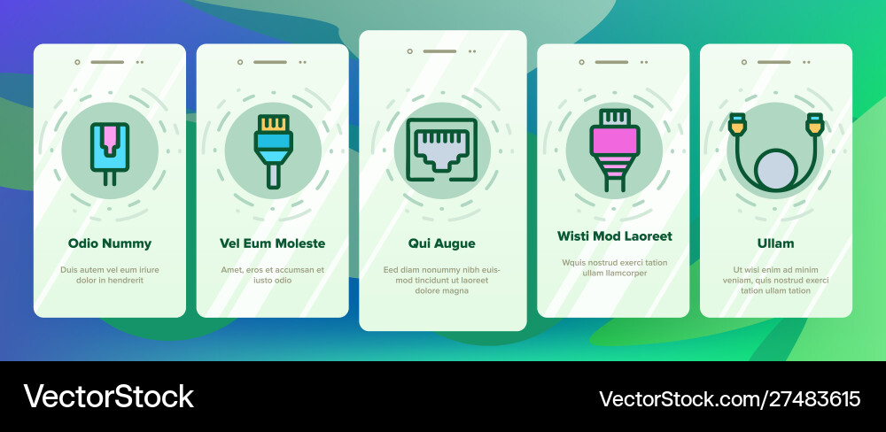 Ethernet onboarding elements icons set Ethernet onboarding elements icons set vector image