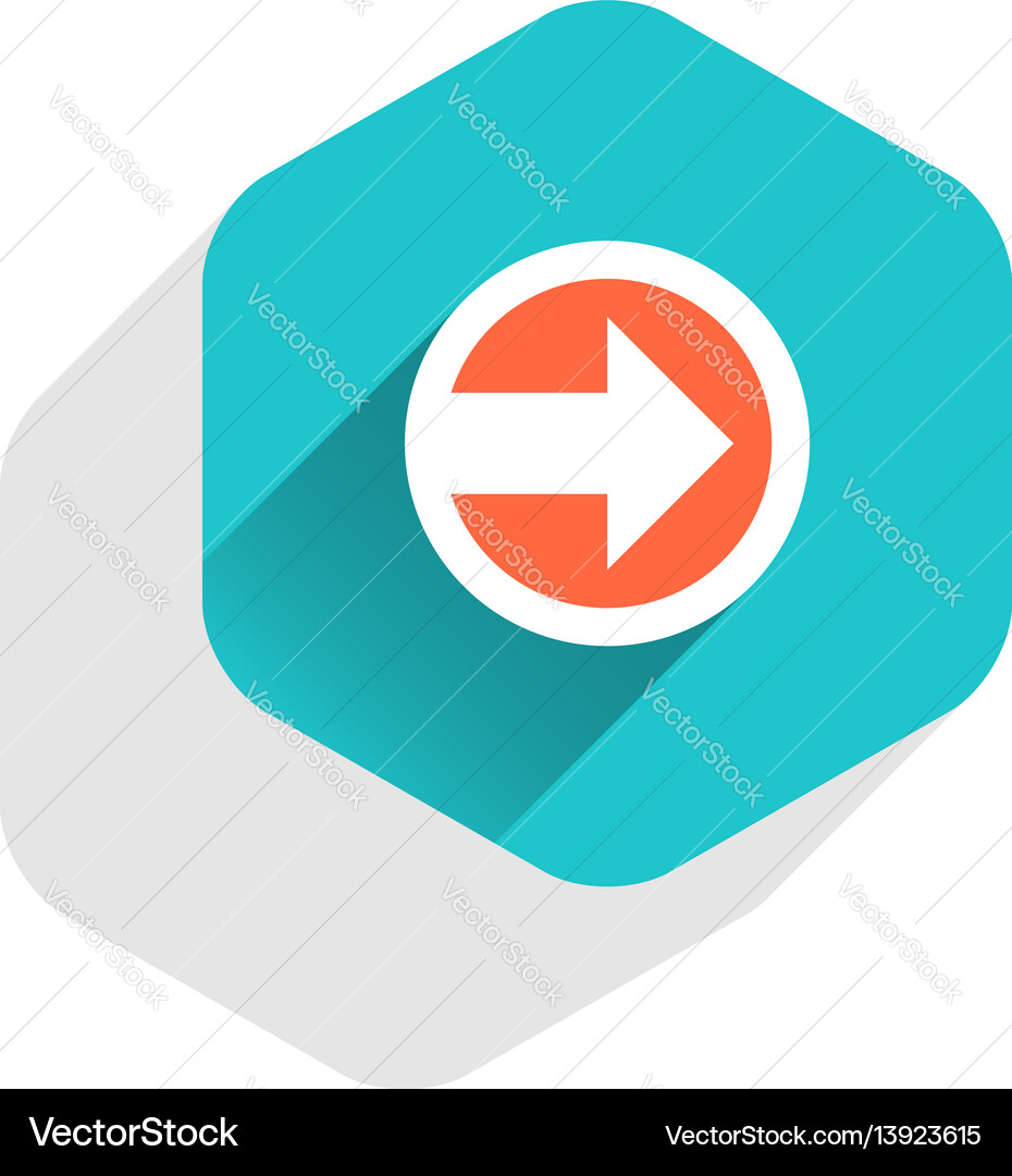 Flat arrow sign round icon hexagon button Flat arrow sign round icon hexagon button vector image