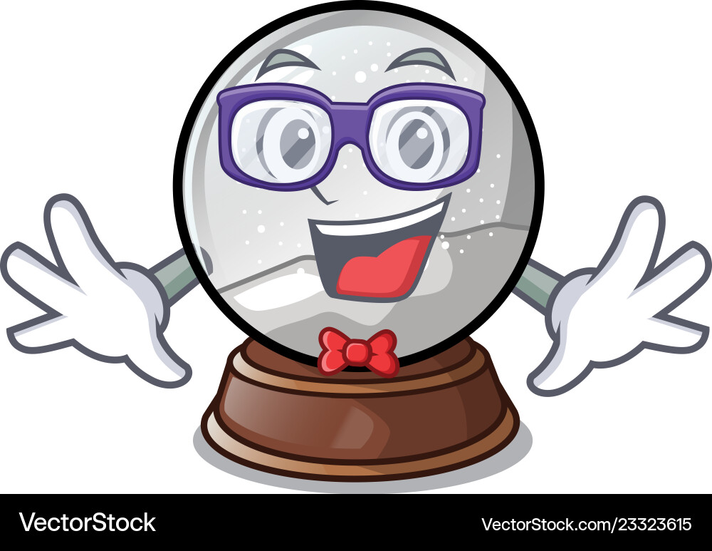 Geek christmas snow globe on table character vector image