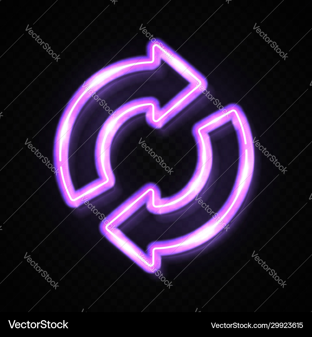 Glowing neon led illuminated recycle ecology logo Glowing neon led illuminated recycle ecology logo vector image