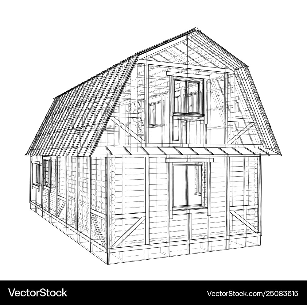 House sketch rendering 3d vector image