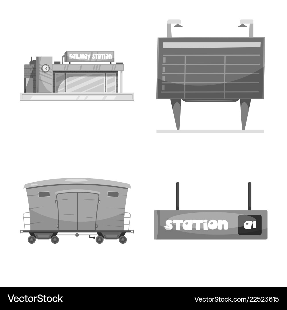 Isolated object of train and station icon Isolated object of train and station icon vector image