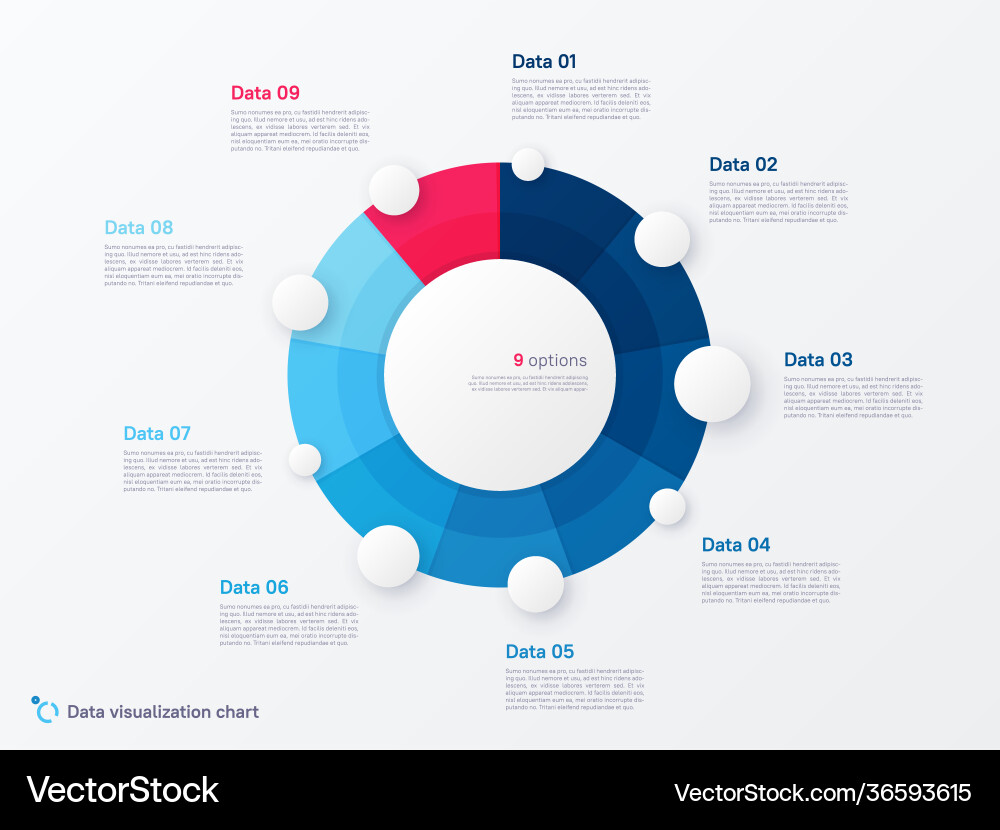 Nine Segmented Circle Chart Template vector image