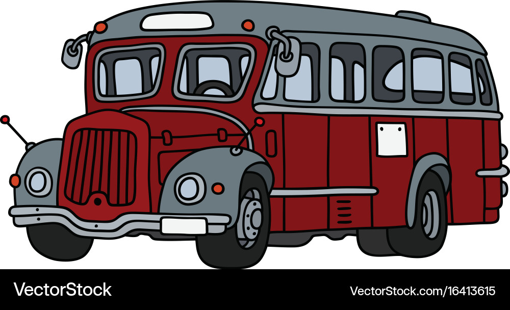 Old red and gray bus Vector Image