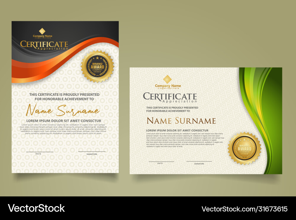 Set modern certificate template with flow lines Set modern certificate template with flow lines vector image