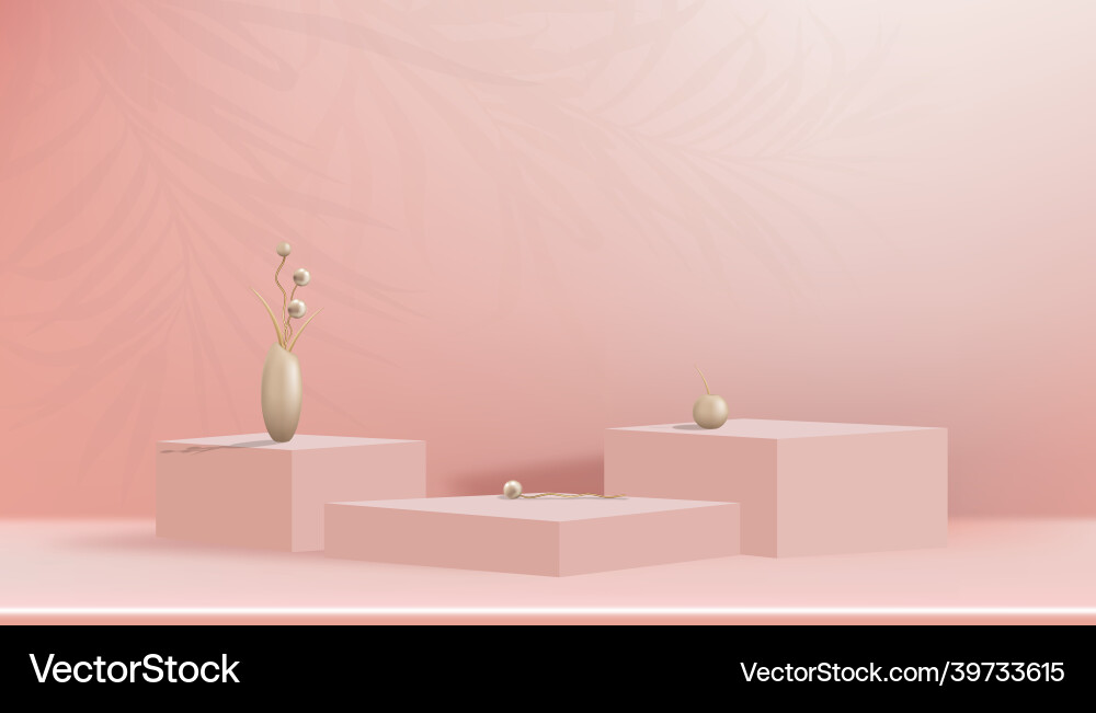 Studio room with rose gold flower bud in vase Studio room with rose gold flower bud in vase vector image