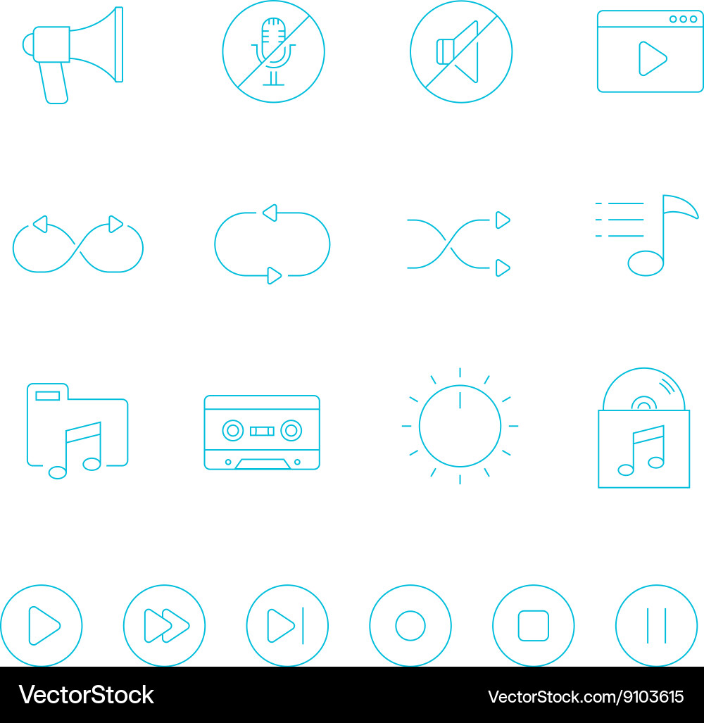 Thin lines icon set - audio controller vector image