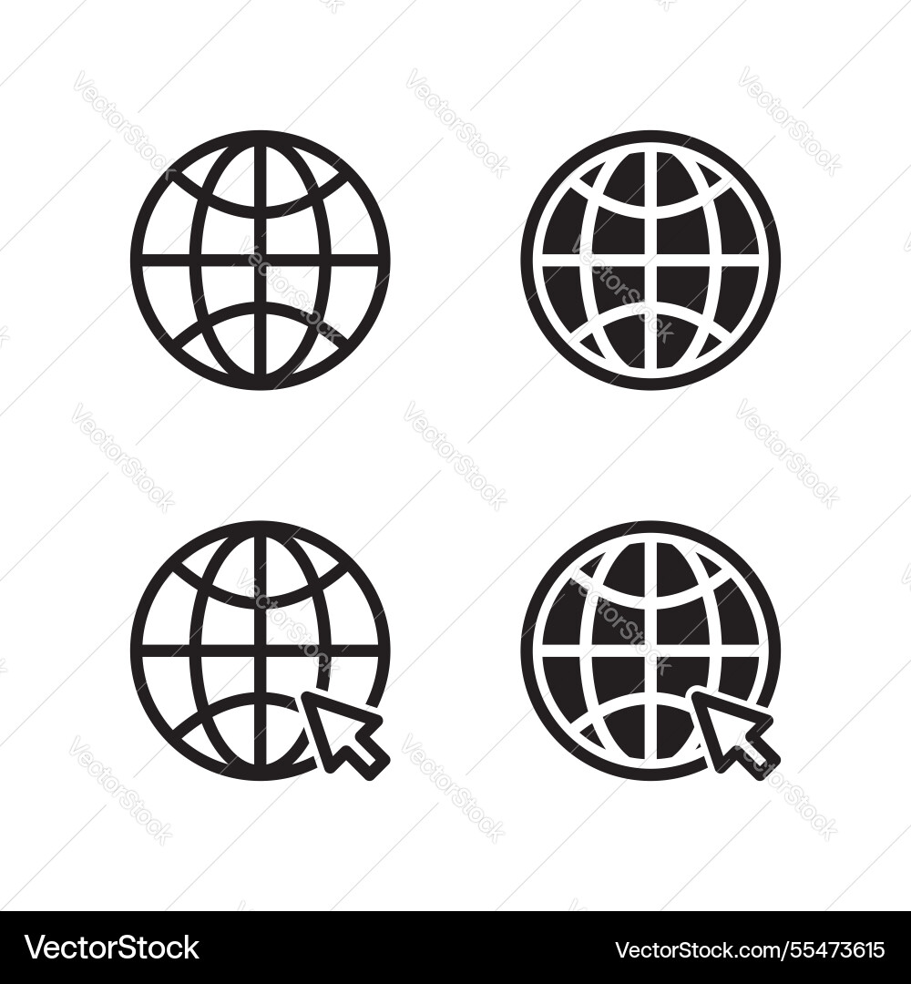 Web icon set website globe Web icon set website globe vector image