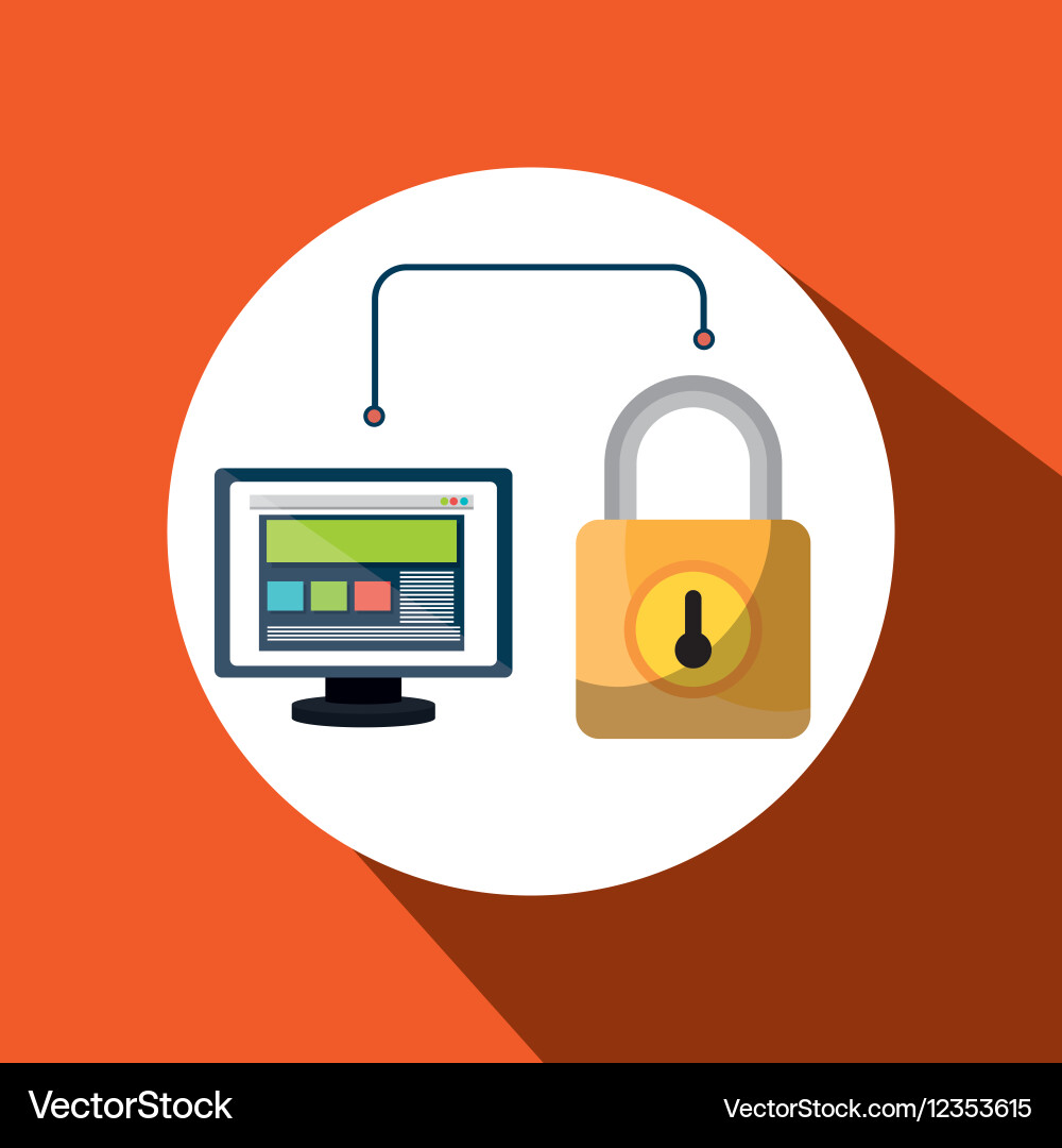 Web page padlock secure screen Vector Image
