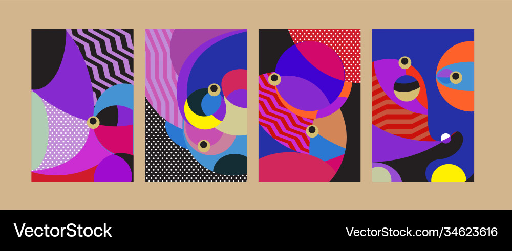 Abstract colorful geometric and curvy pattern vector image