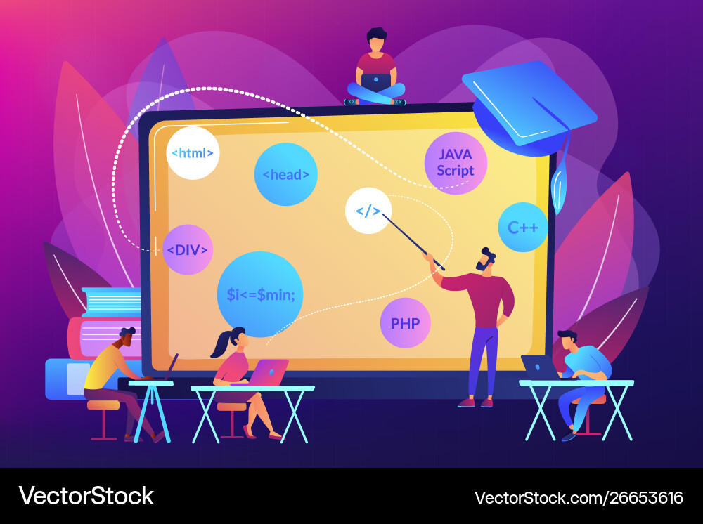 Coding workshop concept Coding workshop concept vector image