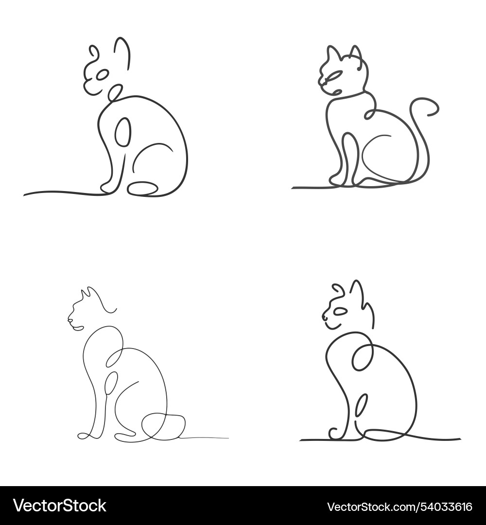 Continuous line cat drawing simple Vector Image