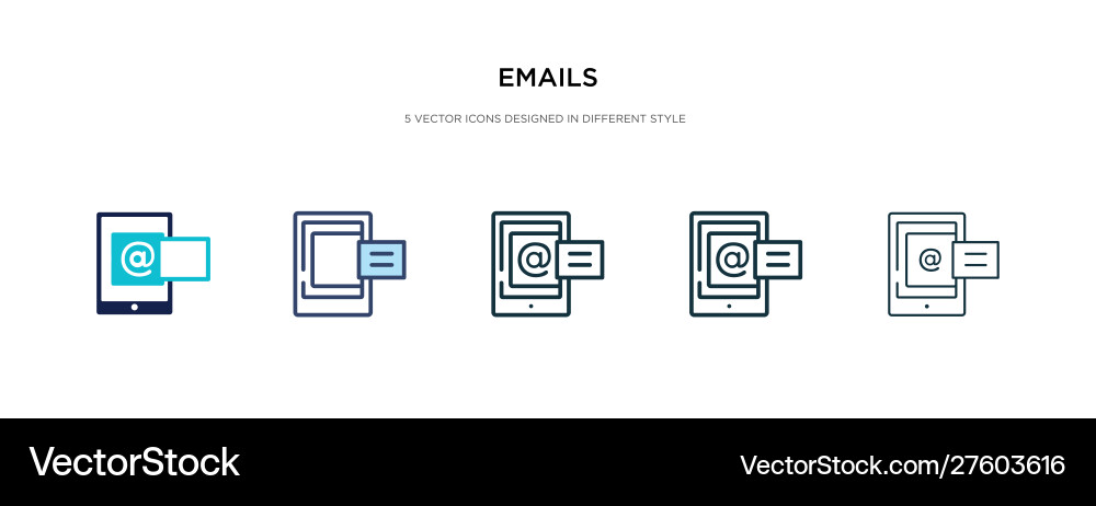 Emails icon in different style two colored Vector Image