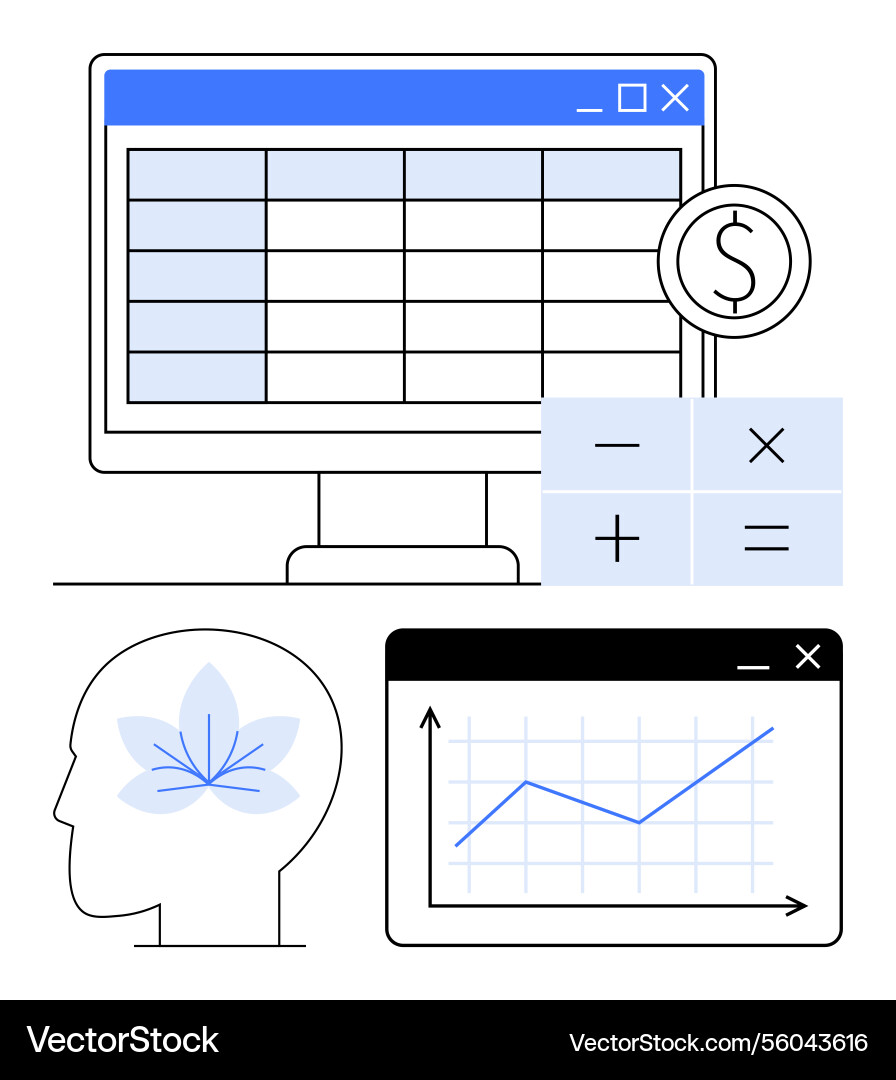 Financial data management with graphs spreadsheet Financial data management with graphs spreadsheet vector image