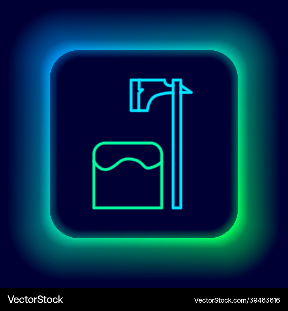 Glowing neon line executioner axe in tree block vector image