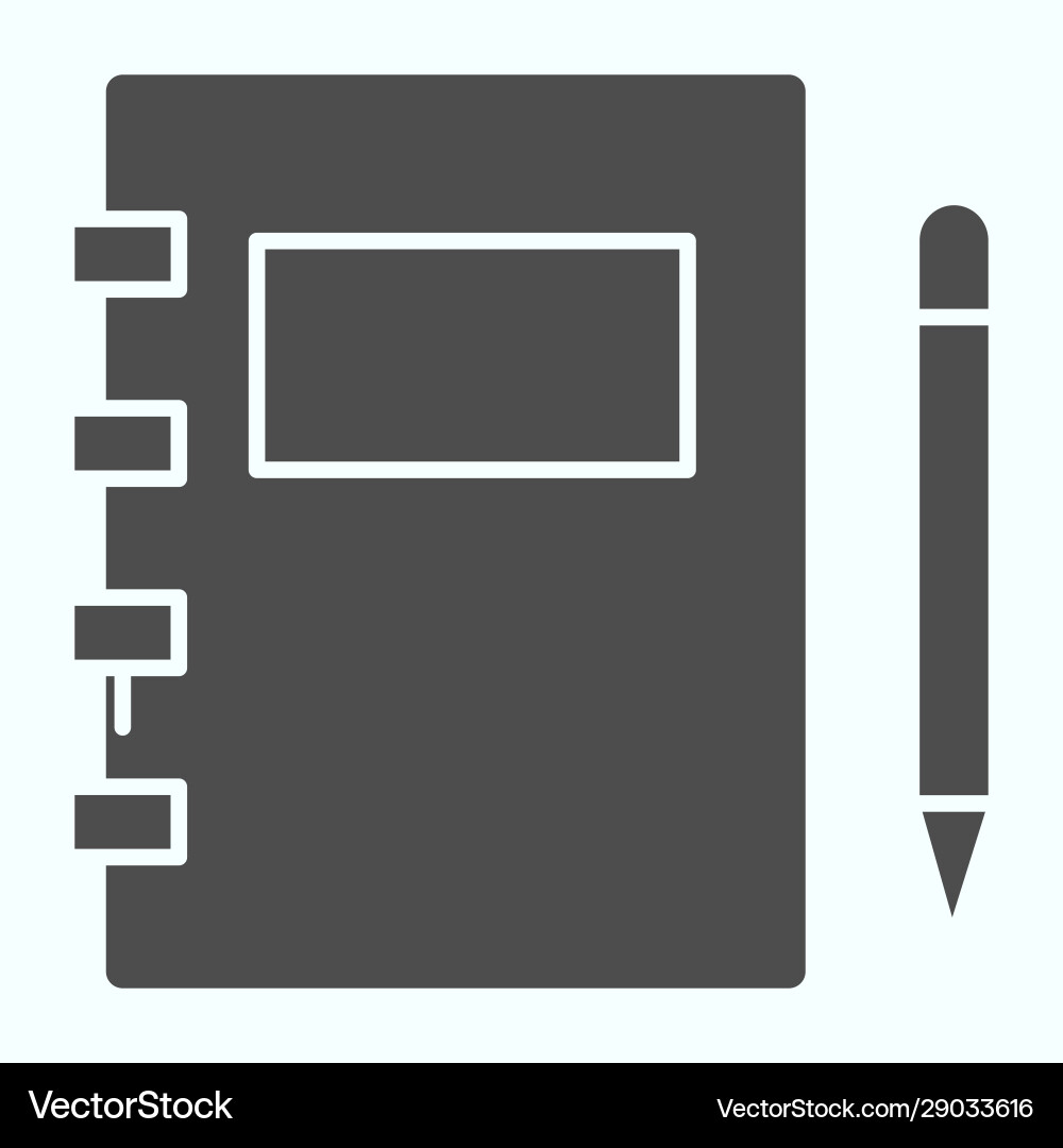 Notebook and pen solid icon studying Notebook and pen solid icon studying vector image