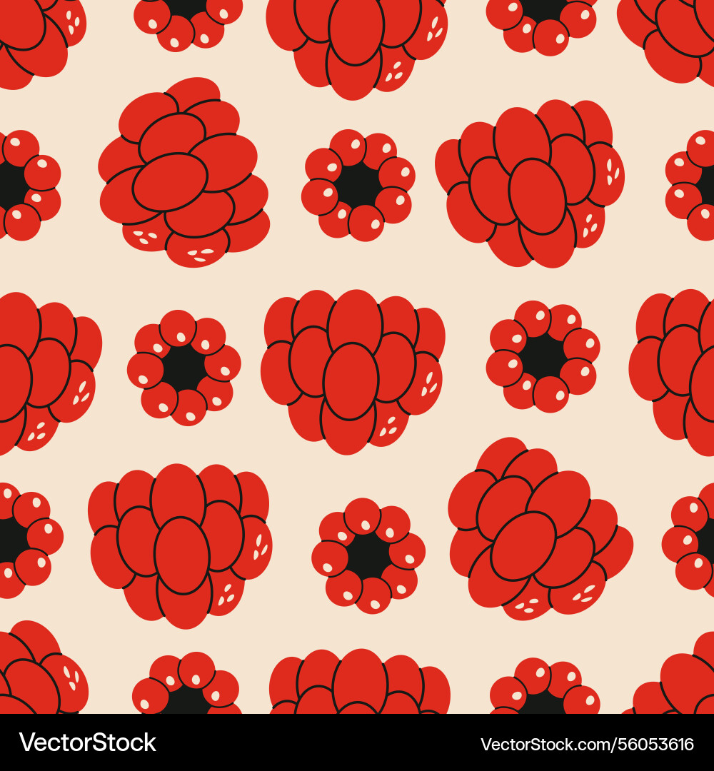Raspberry seamless pattern print with raspberries Vector Image
