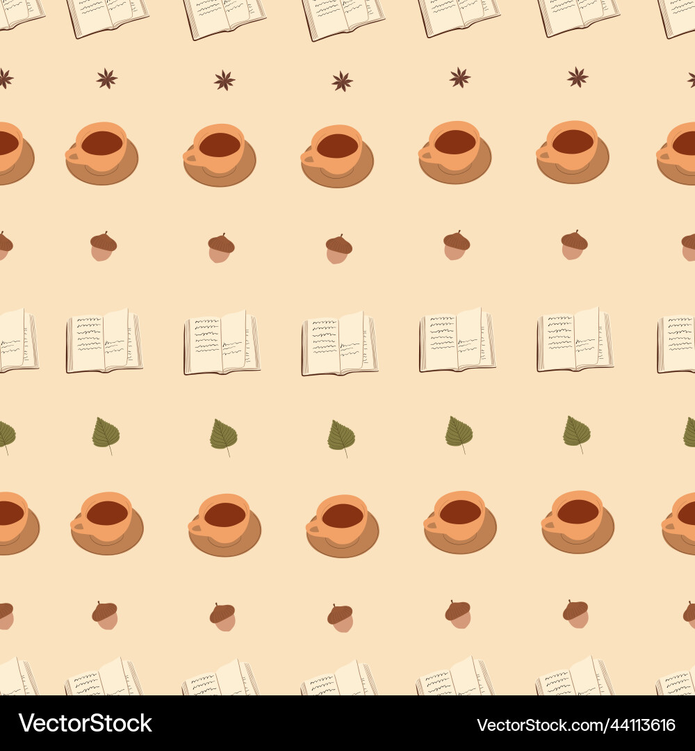 Seamless pattern of autumn elements Vector Image