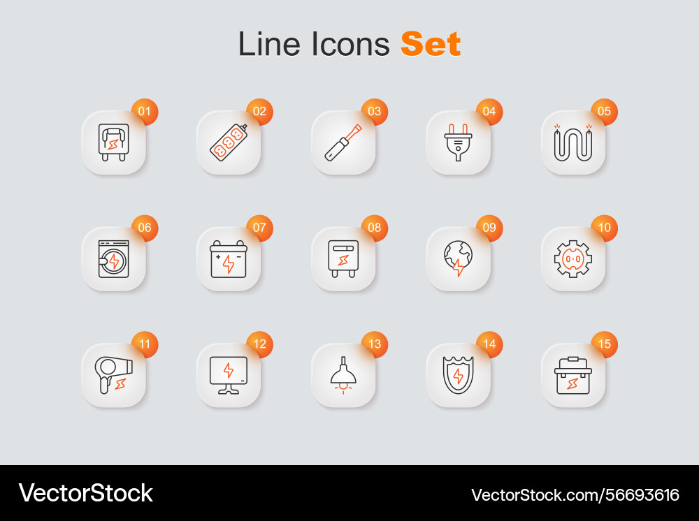 Set line toolbox electrician lightning and shield Set line toolbox electrician lightning and shield vector image
