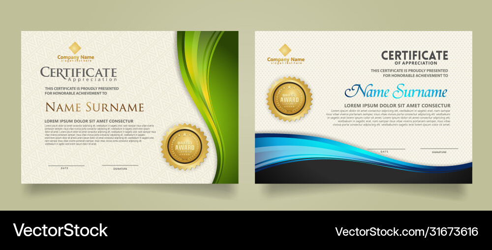 Set modern certificate template with flow lines Set modern certificate template with flow lines vector image