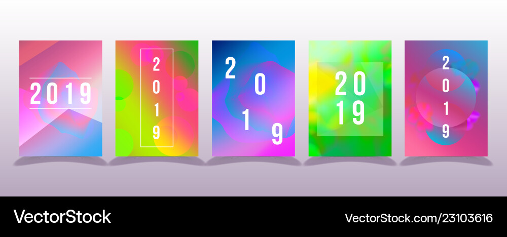 Set of colorful 2019 page template for calendar Set of colorful 2019 page template for calendar vector image