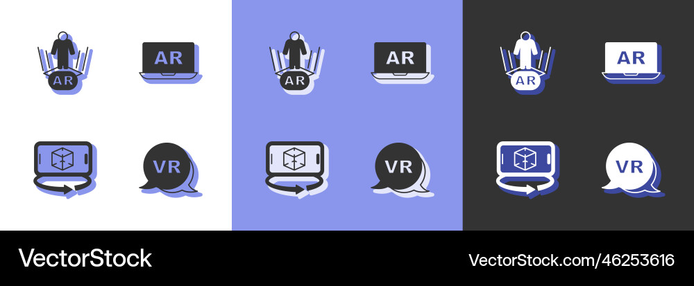 Set virtual reality augmented ar 3d modeling Vector Image