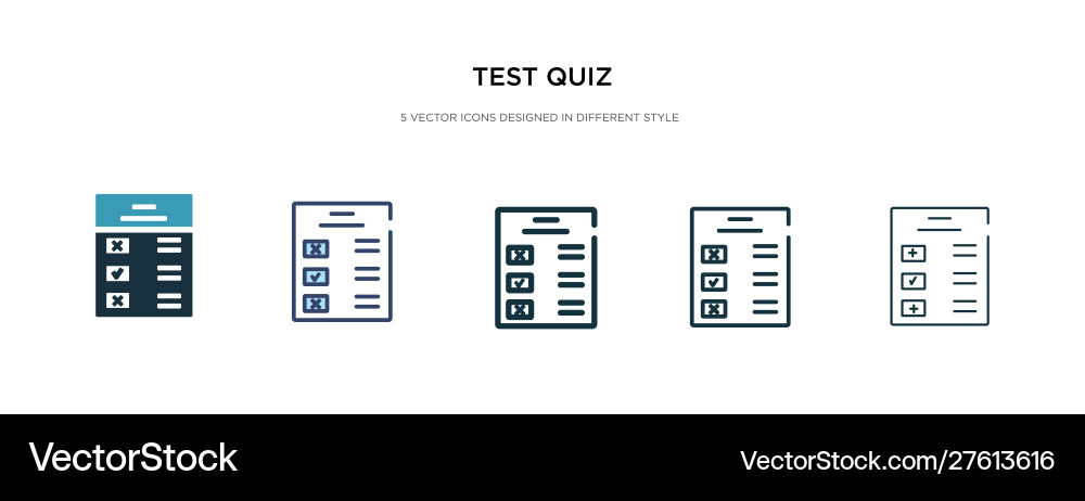Test quiz icon in different style two colored Test quiz icon in different style two colored Vector Image