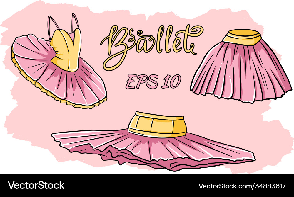 A set ballet clothes skirt tutu vector image