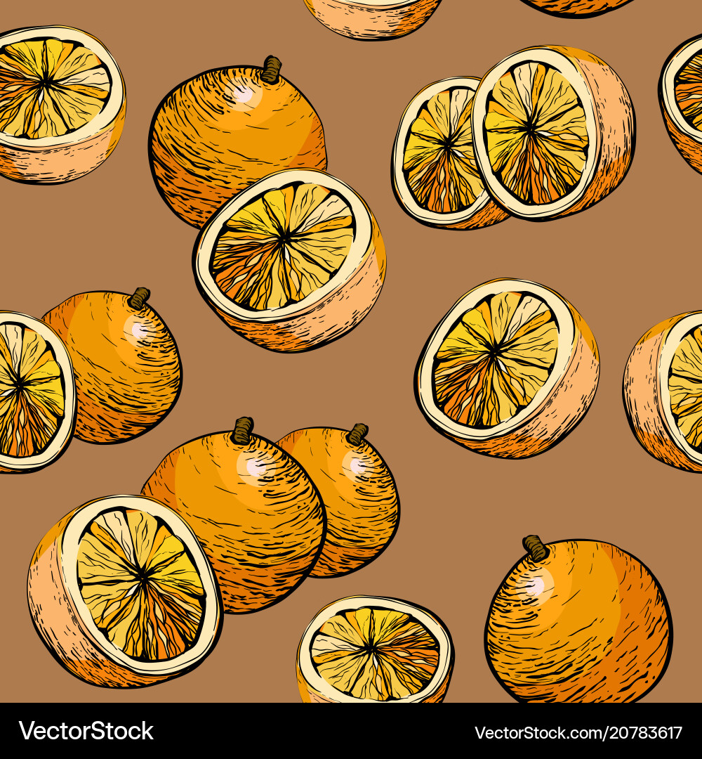 Citrus seamless pattern with oranges Citrus seamless pattern with oranges vector image