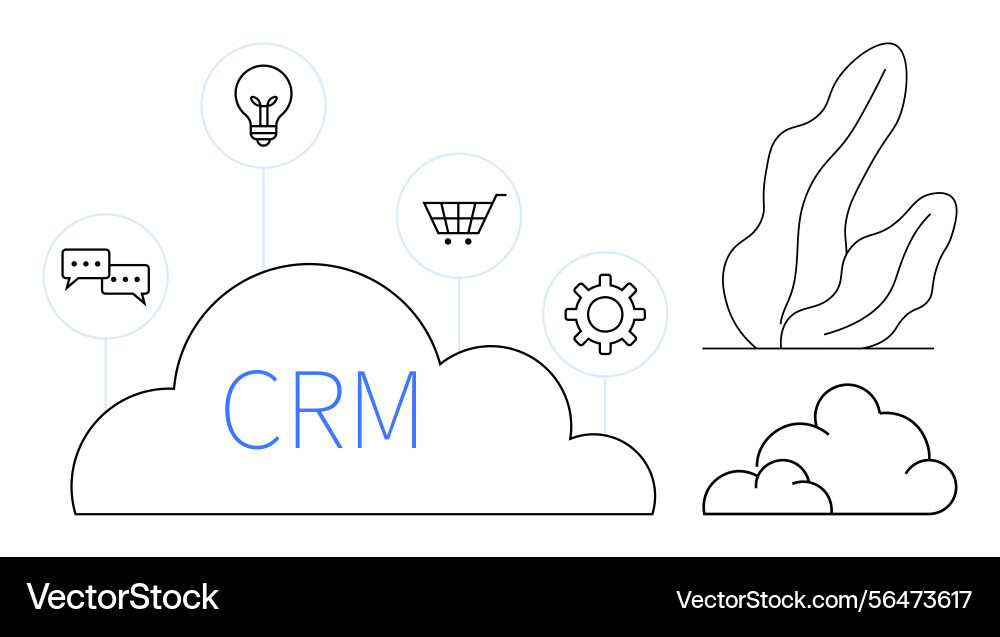 Cloud-based crm system with functional icons Cloud-based crm system with functional icons vector image