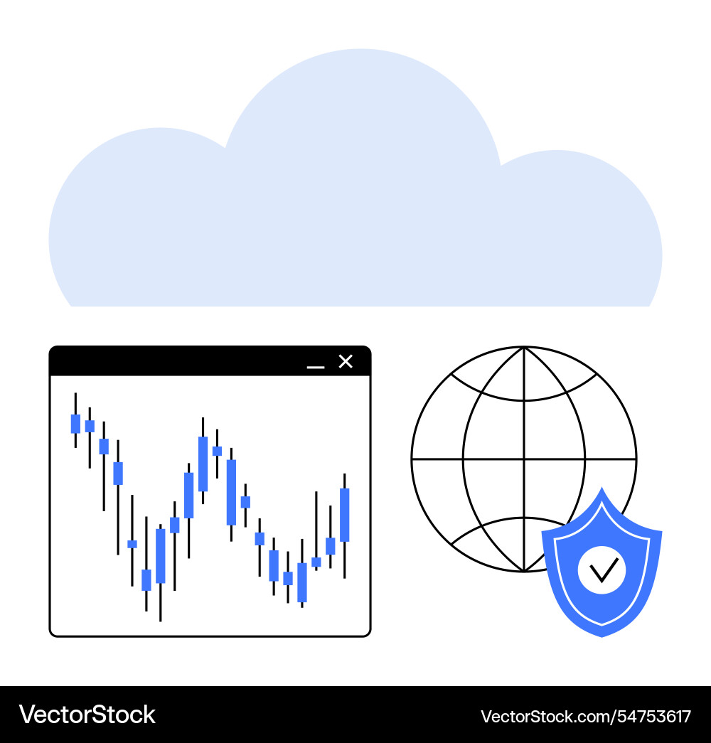 Cloud computing and data security in global Cloud computing and data security in global vector image