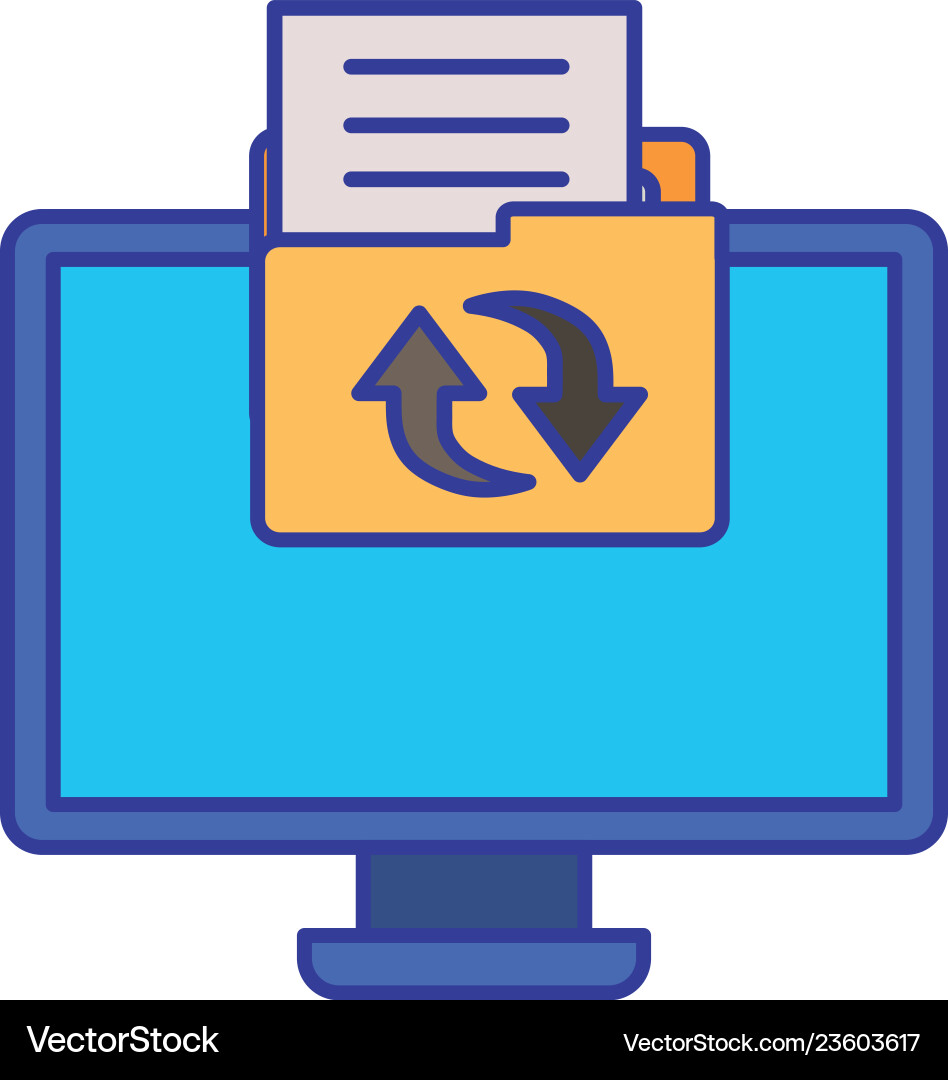 Computer screen with objects isolated icon Computer screen with objects isolated icon Vector Image