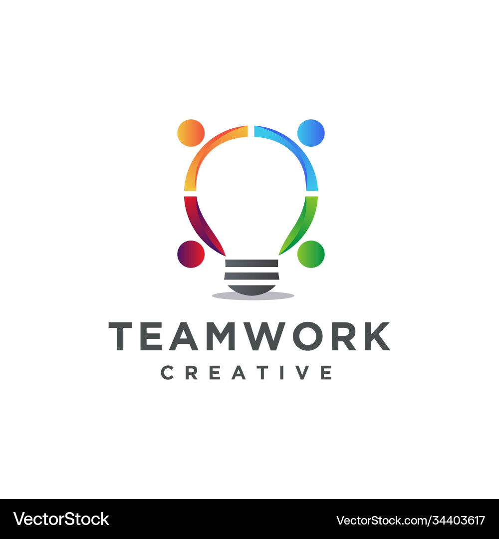 Connection people and lighting bulb logo icon Connection people and lighting bulb logo icon vector image