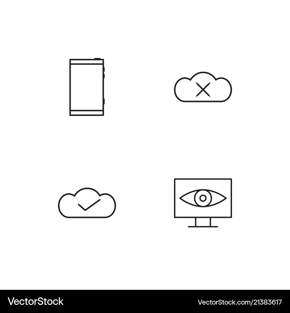 Cyber security linear icons set simple outline vector image
