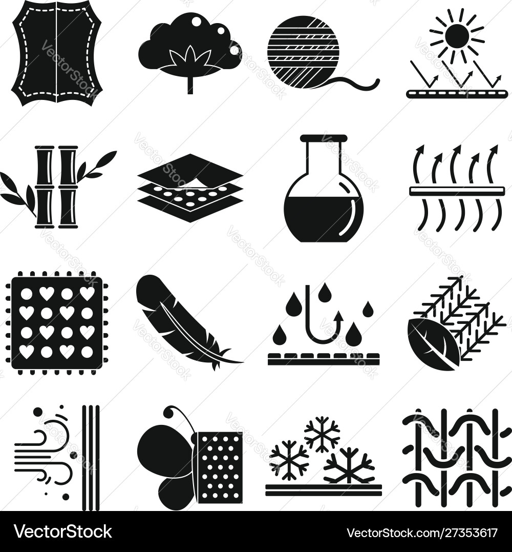 Fabric feature icons set simple style Fabric feature icons set simple style vector image