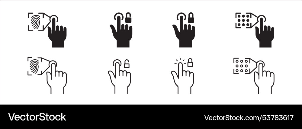 Finger print lock touch icons pattern screen Vector Image