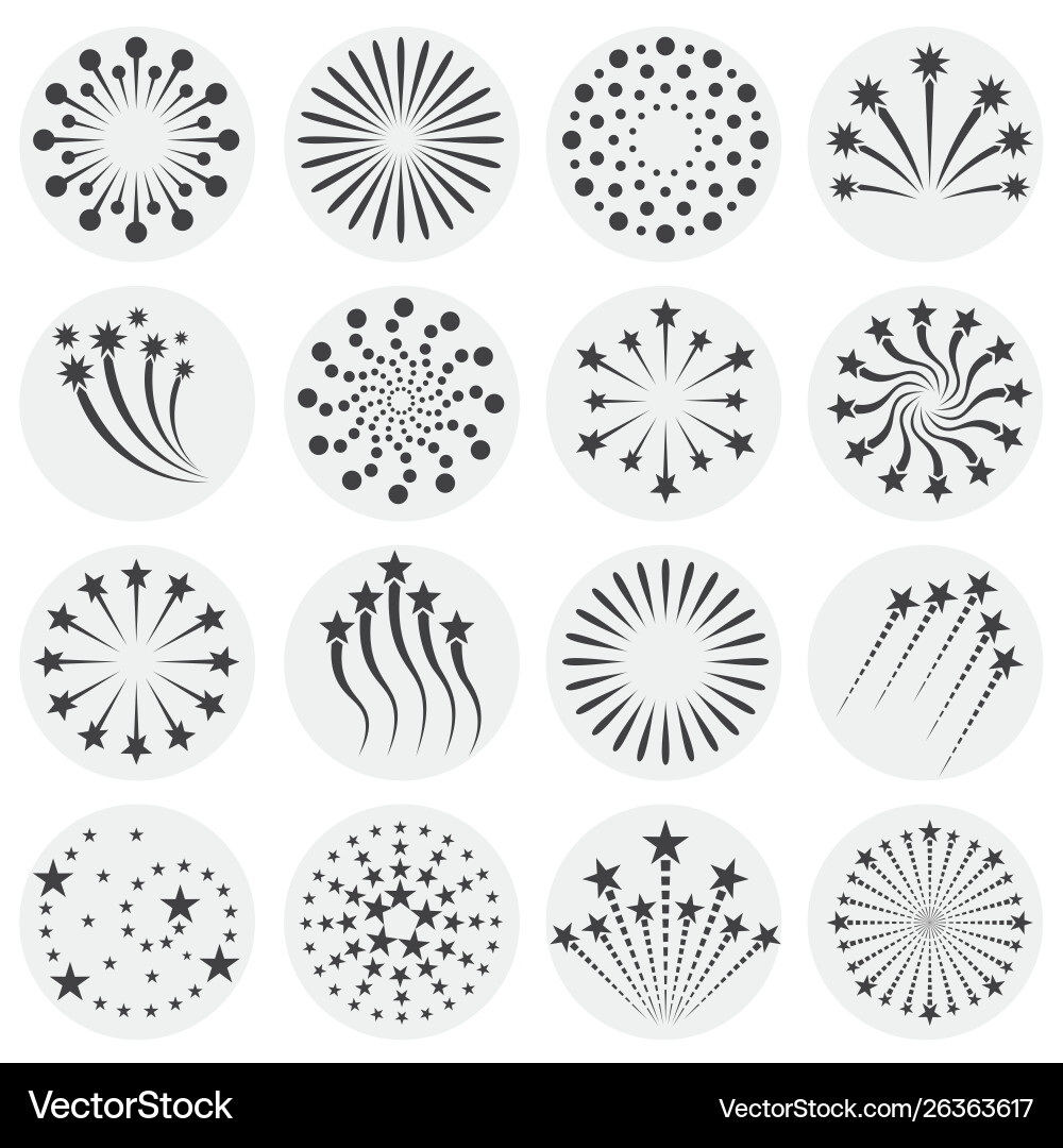 Firework related icons set on background Firework related icons set on background vector image