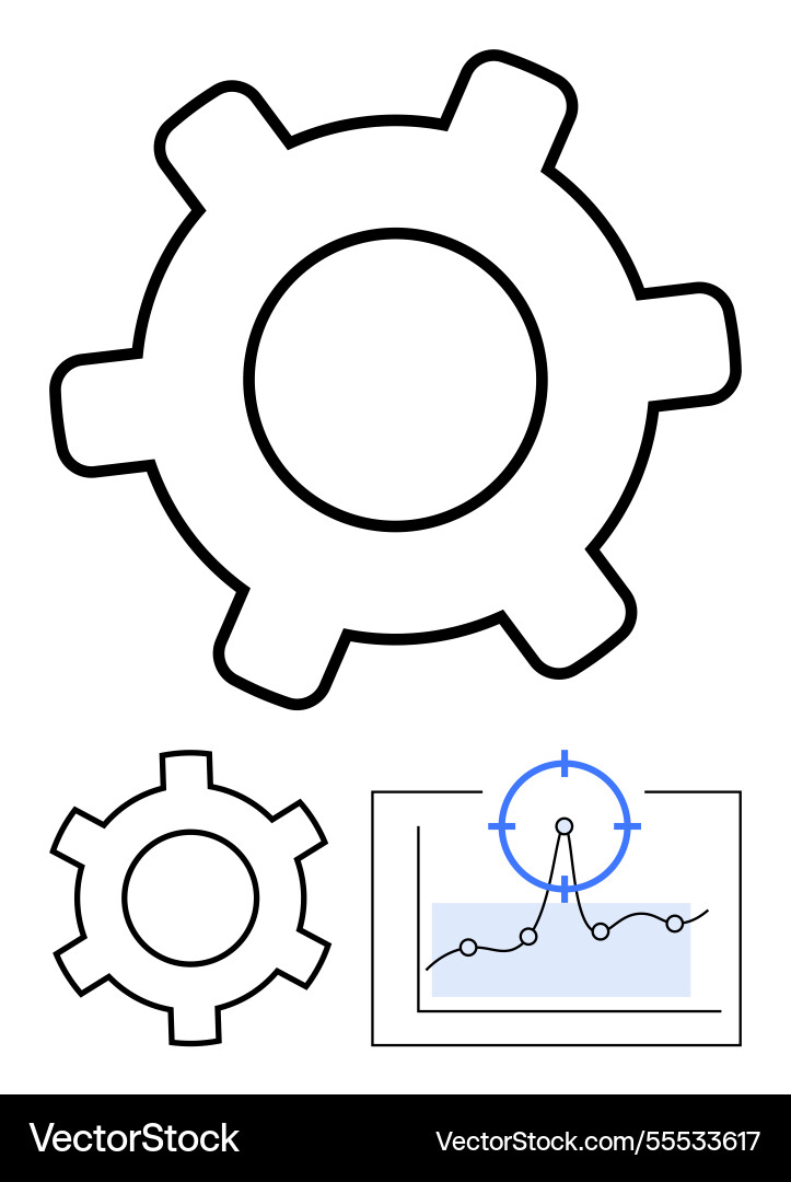 Gear with line graph showing target data Vector Image