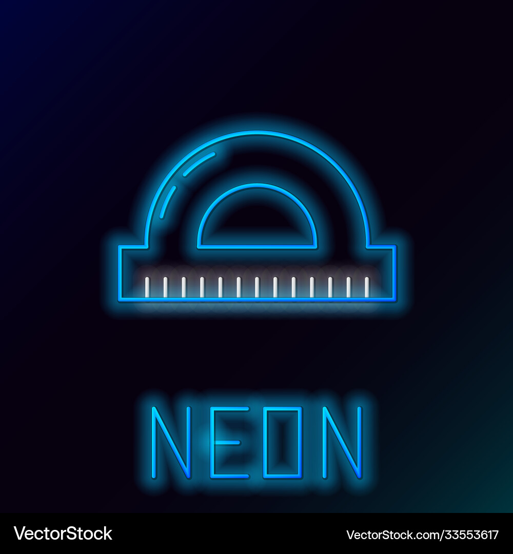 Glowing neon line protractor grid for measuring Glowing neon line protractor grid for measuring vector image