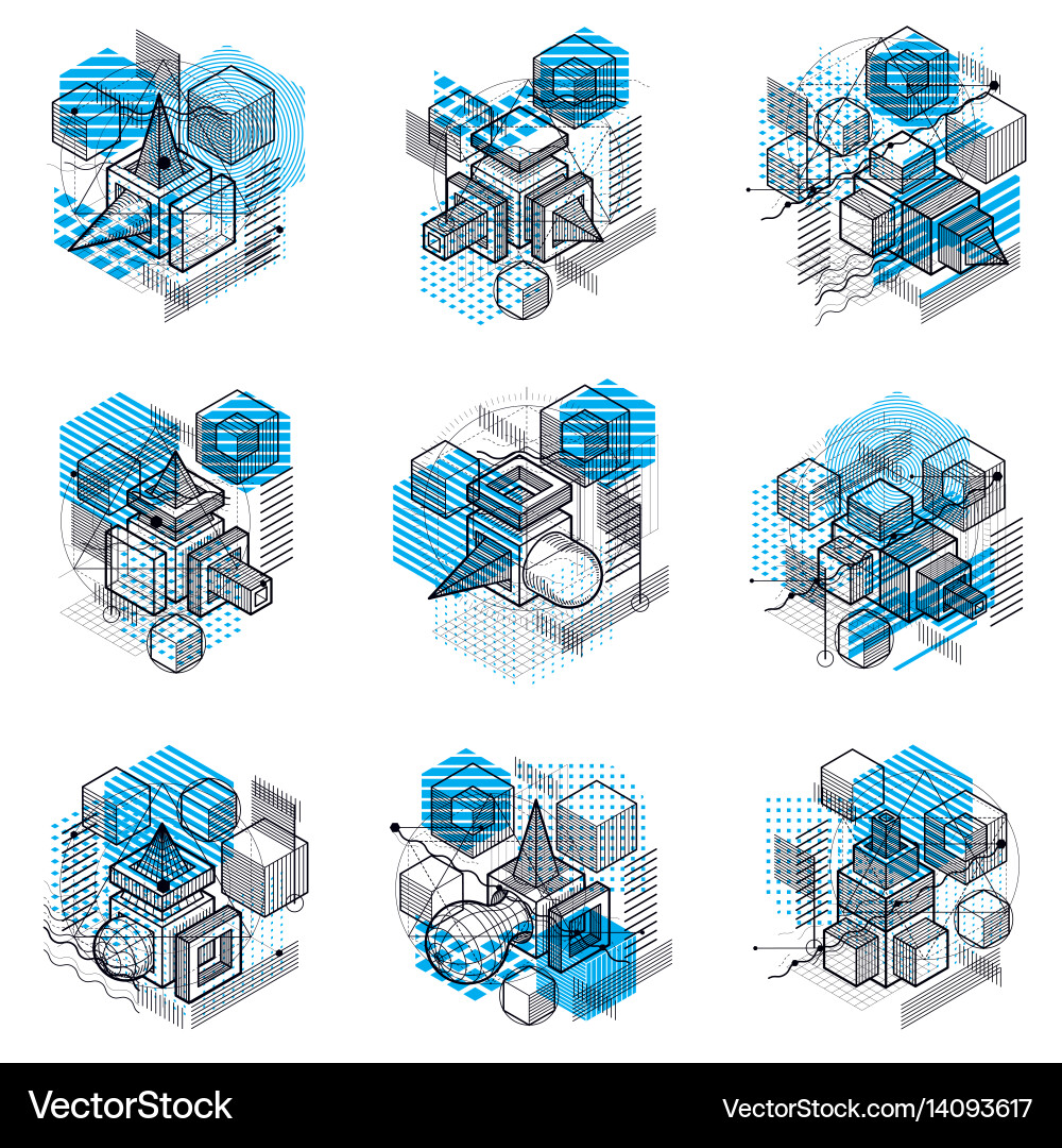 Isometric abstract backgrounds with linear Vector Image