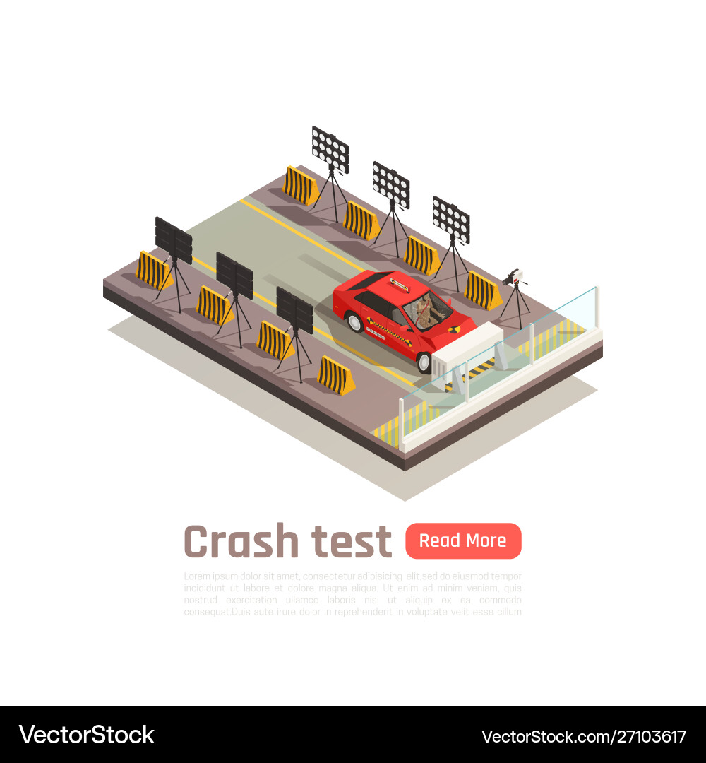 Isometric crash test composition vector image