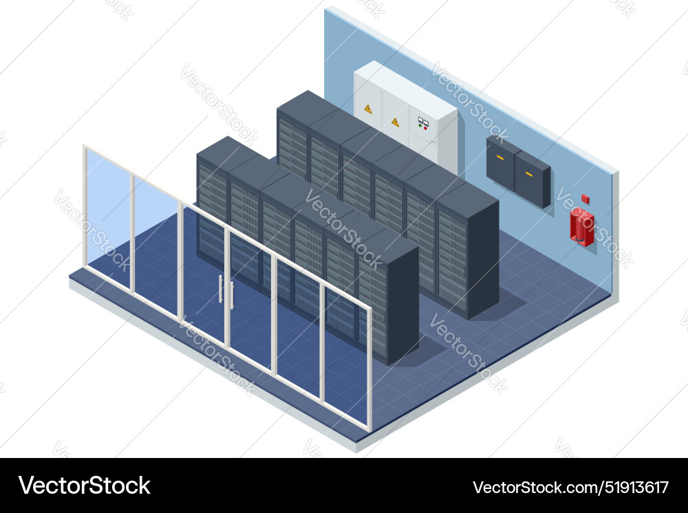 Isometric network computing technologies digital Vector Image