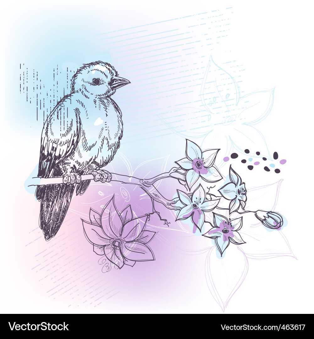 Jasmine Branch with Bird vector image